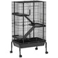 47"H Ferret Cage, Large 4-Tier Guinea Pig Cage with Wheels, Ramps, Bowl, Water Bottle & Removable Tray, Black