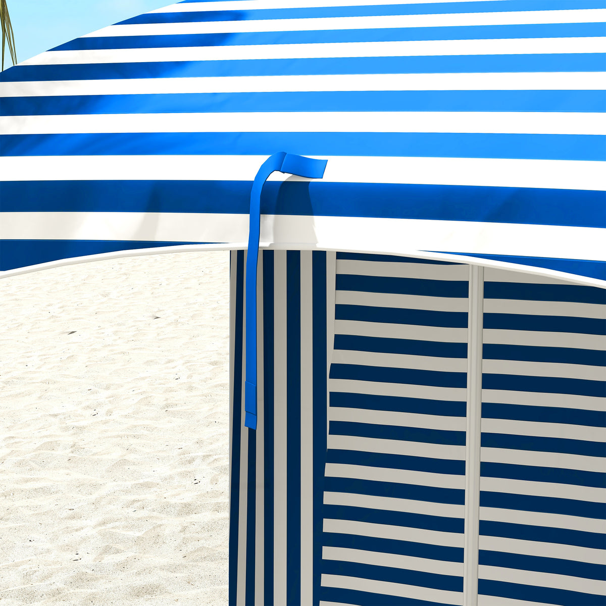 70.1" x 70.1" Blue White Stripe Cabana Umbrella with Walls