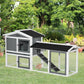 69"L Wooden Rabbit Hutch Pet Playpen Bunny House Enclosure with Run Box, Slide-out Tray, Ramp, White