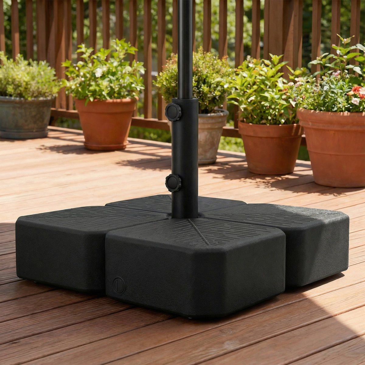 Patio Umbrella Base with Wheels & Brake Heavy Duty Outdoor Umbrella Stand Holder for for 1.5"/1.9" Poles Black