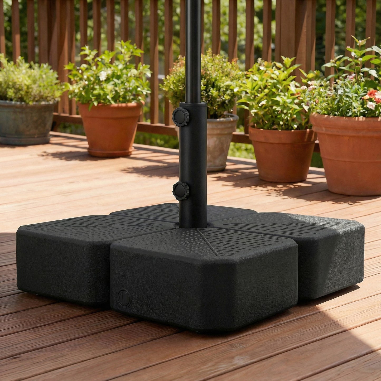 Patio Umbrella Base with Wheels & Brake Heavy Duty Outdoor Umbrella Stand Holder for for 1.5"/1.9" Poles Black