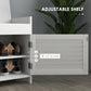 Entryway Bench with Cushion, Hidden Storage, Adjustable Shelves and Shutter Doors, 35.4" Shoe Bench, White