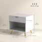 Nightstand with Fluted Panel, Bedside Table with Drawer and Open Compartment, Modern Night Table for Bedroom, White