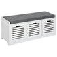 Upholstered Shoe Cabinet Storage Bench with Padded Cushion, with 3 drawer Enough Storage Space Bench Stool for Living Room Entryway Furniture, White