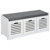 3-Drawer Shoe Storage Bench with Cushion - White