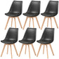 Modern Dining Table Chairs Set of 6, Rubber Wood Kitchen Table Chairs with PU Leather Cushion for Living Room, Bedroom