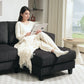 L Shaped Couch, L Shape Sofa with Chaise Lounge and Spring Cushion for Living Room, Bedroom, Grey