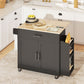Kitchen Island with Storage, Rolling Kitchen Cart with Foldable Drop Leaf, Power Outlet and USB Ports, Black