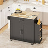 Kitchen Island with Storage, Rolling Kitchen Cart with Foldable Drop Leaf, Power Outlet and USB Ports, Black