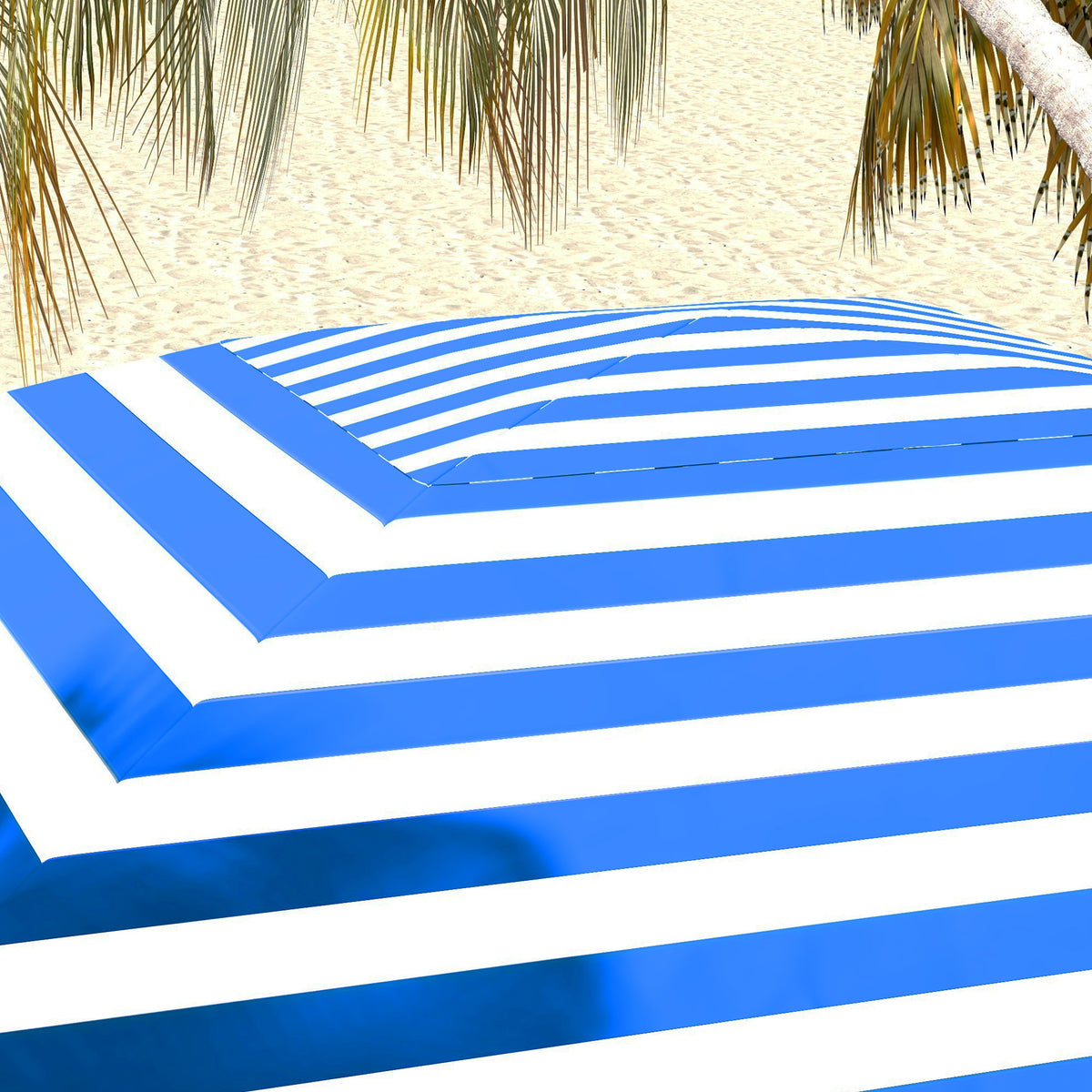 70.1" x 70.1" Blue White Stripe Cabana Umbrella with Walls