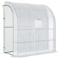 7' x 3' x 7' Outdoor Lean-to Walk-In Greenhouse w/ Roll-up Mesh Windows, Zipper Door and 3-Tier Shelves, White