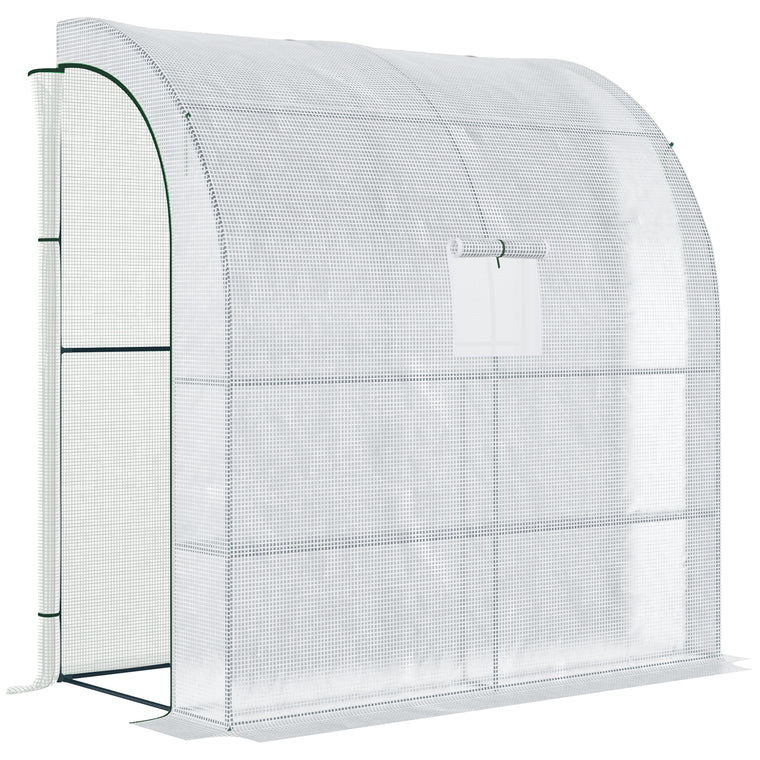 7' x 3' x 7' White Lean-To Walk-In Greenhouse with 3-Tier Shelves