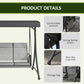 3 Person Outdoor Porch Swing Chair with Adjustable Canopy, Mixed Grey