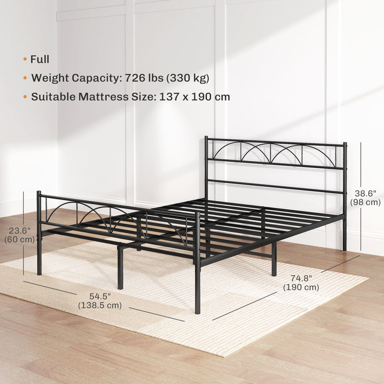 Full Metal Platform Bed Frame with Headboard