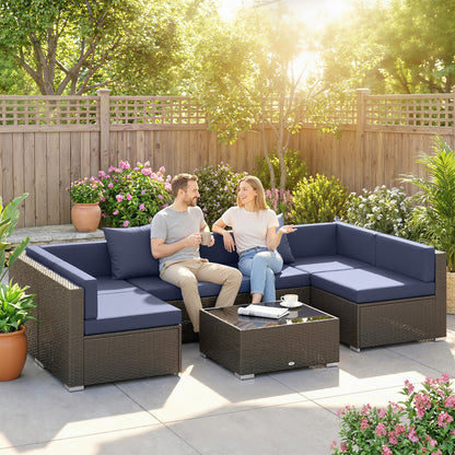 7-Piece Wicker Sectional Set with Tea Table