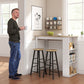 Bar Table Counter Height Dining Table with 3 Storage Shelves for Kitchen, Dining Room, Living Room, White