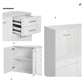 High Gloss Sideboard with 2 Drawers and 3 Doors, Buffet Cabinet with Adjustable Shelf, Coffee Bar Cabinet with Storage, White