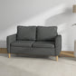 56" 2 Seat Sofa, Modern Love Seats Furniture, Upholstered 2 Seater Couch with Side Pockets, Solid Wood Frame, Grey