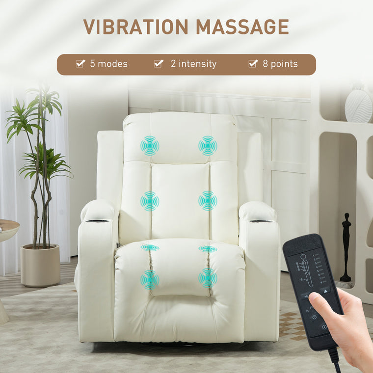 Swivel Massage Recliner Rocker with Cup Holders