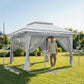 12' x 12' Foldable Pop-up Party Tent Instant Canopy Sun Shade Gazebo Shelter with Steel Frame, Light Grey