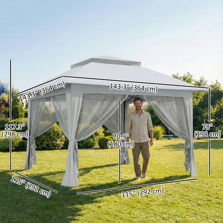 12' x 12' Light Grey Pop-Up Gazebo with Steel Frame