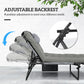 2-Piece Folding Lounge Chairs with Adjustable Backrest, Tanning Chair with Cushion, Side Pocket, Headrest, Beige