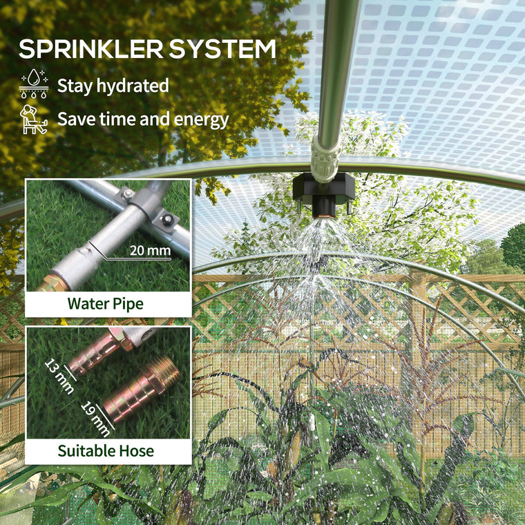 20' x 10' Green Tunnel Greenhouse with Sprinkler System