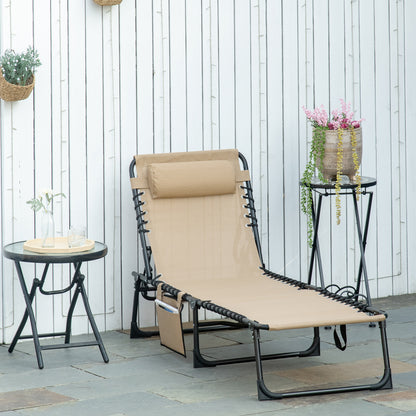 Folding Chaise Lounge with Adjustable Back and Pillow