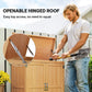 Wooden Garden Tool Storage Shed Kit with Hinged Roof, 2-Tier Shelves and Double Doors, 74x43x88cm, Natural Wood