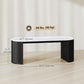 Coffee Table, Modern Marble-Effect Living Room Table with Round Corners and Thicken Legs, Black