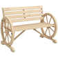 42" Wood Wagon Wheel Bench Garden Loveseat Rustic Seat, Natural Wood