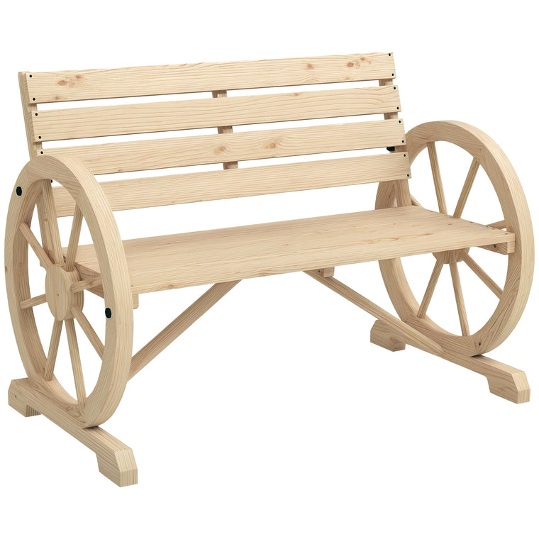 42" Wood Wagon Wheel Garden Bench Loveseat