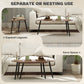 2 Pieces Coffee Table Set for Living Room, Industrial Nest of Tables with Steel Legs, Brown