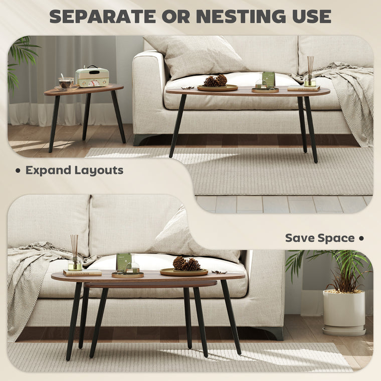 Set of 2 Industrial Nesting Coffee Tables - Brown