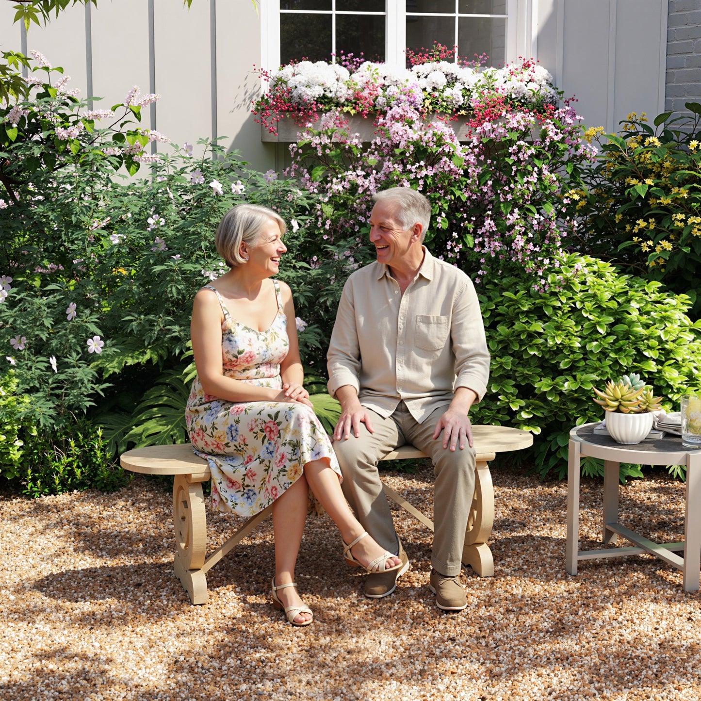 2-Person Outdoor Bench, Wood Garden Bench with Wagon Wheel Legs, Slatted Seat for Patio, Park, Backyard, Natural Wood