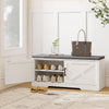 Shoe Bench with Cushion Shoe Storage Bench with Doors Adjustable Shelves for Entryway, White