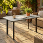 Outdoor Garden Coffee Table, Patio Table with Slatted Wood Plastic Composite Top and Steel Frame, Grey