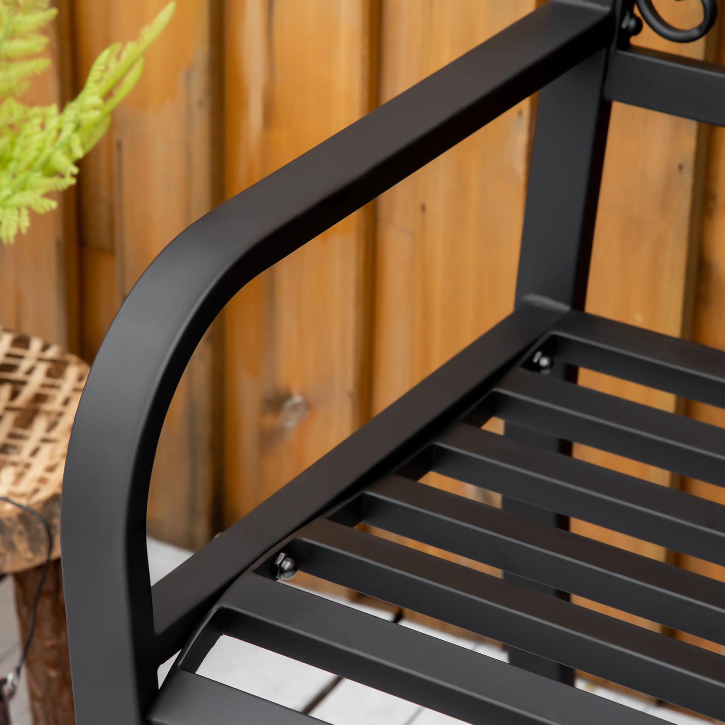 2 Seater Garden Bench 45" x 21.75" x 35.5" Steel Frame Loveseat for Yard, Lawn, Porch, Patio, Black and Gold