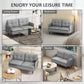 55" Loveseat Sofa, Linen Love Seat w/ S spring, Steel Legs and Button Tufting, Small Couch for Living Room, Grey