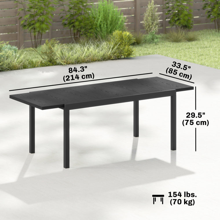 60.6"/84.3" Expandable Aluminum Dining Table for 8-10