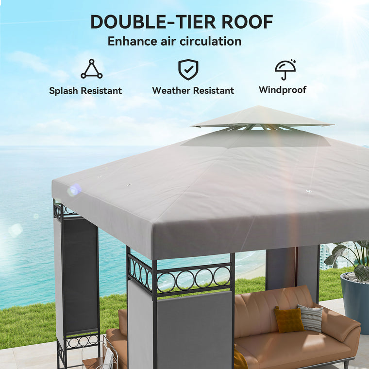 10' x 10' Light Grey Canopy Gazebo with Screen Panels