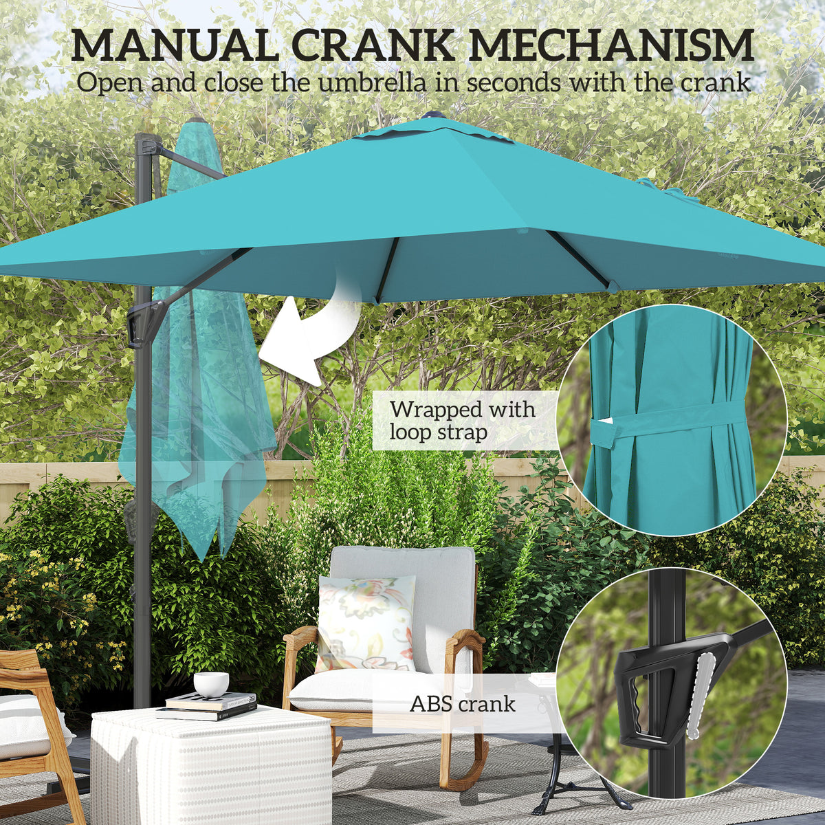 8' x 8' Blue Offset Cantilever Umbrella with Cross Base
