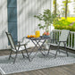 27.5" Square Outdoor Patio Table, Outdoor Folding Table with Grid Rattan-Like Top for Camping, Picnic, Black - Light Grey
