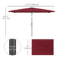 6.6x9.6ft Rectangle Aluminum Tilt Patio Umbrella, Garden Market Parasol, Outdoor Sunshade Canopy with Crank, Wine Red
