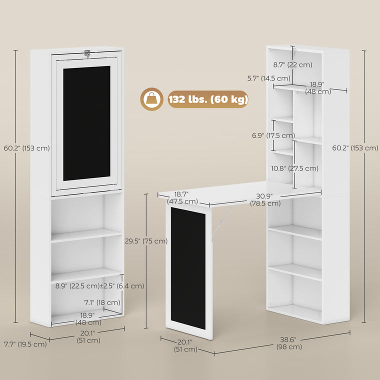 Fold-Out Wall-Mount Desk with Blackboard