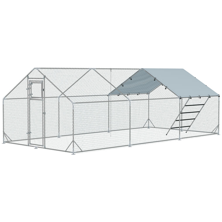Large Metal Chicken Run with Waterproof Cover for 18-24 Chickens