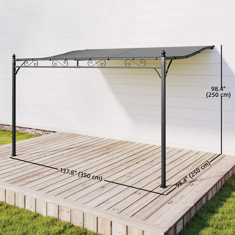 11.5' x 8.2' Lean-To Pergola Gazebo with UPF30+ Metal Frame