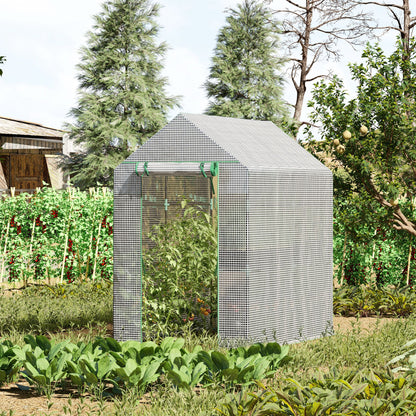 73" x 47" x 75" White Walk-In Greenhouse with Roll-Up Door