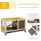Wooden Indoor Rabbit Hutch Elevated Bunny Cage Habitat with Enclosed Run with Wheels, Ideal for Rabbits and Guinea Pigs, Brown