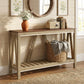 52" Console Table, Farmhouse Narrow Entryway Table with Storage Shelf, Rustic Sofa Table with Anti-tipper for Living Room and Hallway, Oak